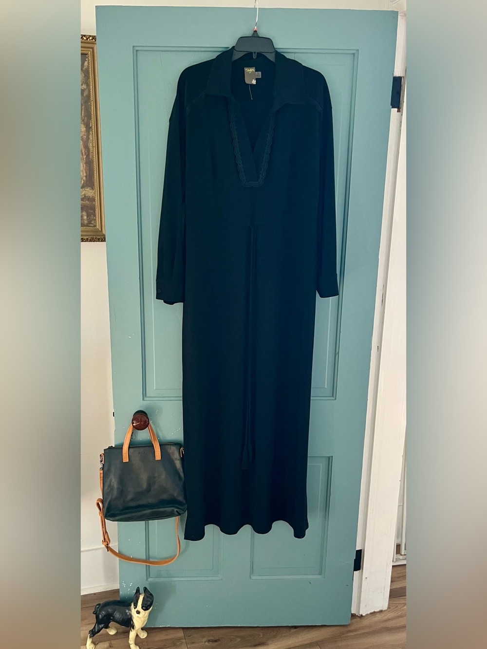 Taylor Black Long-Sleeve Maxi Dress, NWOT